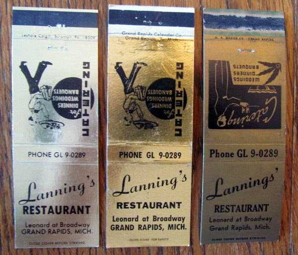 Lannings Restaurant & Catering - Matchbook (newer photo)
